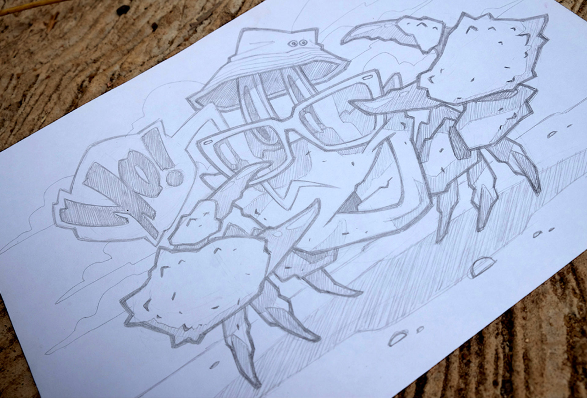 Crab graffiti sketch